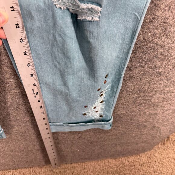 LOGO by Lori Goldstein Jeans Women 12 Blue Denim Light Wash Straight Cuffed - Picture 6 of 8